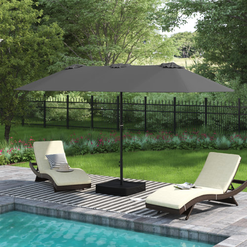 Nyasia 15 ft x 9 ft Rectangular Market Umbrella with Base